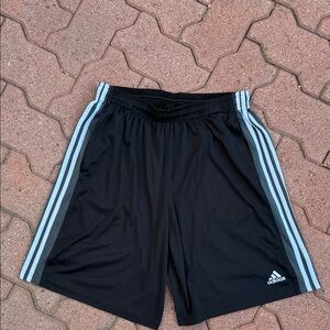Adidas Men's Black Athletic Shorts with White Stripes